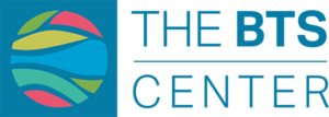 The BTS Center logo with colorful globe and blue solid backing